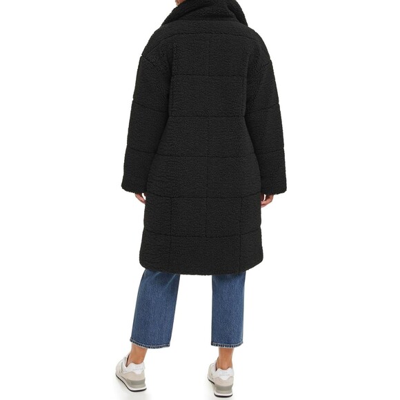 Levi's women's Long Length Patchwork Quilted Teddy Coat Black Size MEDIUM - Picture 3 of 9